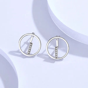 925 Sterling Round Zirconia Stud Earrings for Women