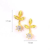 GorGor 925 Sterling Tree Leaf Stud Earrings Zircon Party Jewelry