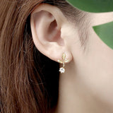 GorGor 925 Sterling Tree Leaf Stud Earrings Zircon Party Jewelry