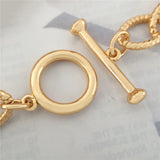 Textured Oval Linked Bracelet T O Bar Copper Material Jewelry