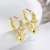 925 Silver Shell Starfish Pendant Earrings Retro Wedding Jewelry