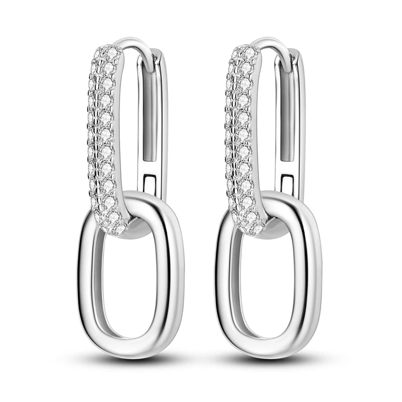 925 Sterling Silver Double Ring Closet Pav Women's Jewelry