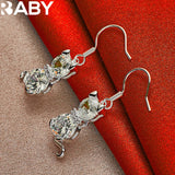 925 Sterling Silver Zircon Cat Drop Earrings for Wedding Party