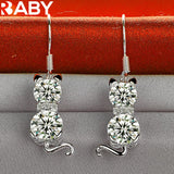 925 Sterling Silver Zircon Cat Drop Earrings for Wedding Party