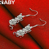 925 Sterling Silver Zircon Cat Drop Earrings for Wedding Party