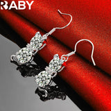 925 Sterling Silver Zircon Cat Drop Earrings for Wedding Party
