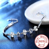 925 Silver Zircon Clover Bracelet Crystal Chain Women Gift Wedding Jewelry