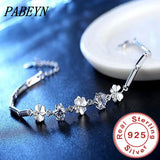 925 Silver Zircon Clover Bracelets Crystal Chain For Women