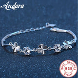 925 Silver Zircon Lucky Clover Bracelet Valentines Wedding Jewelry