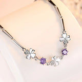 925 Silver Zircon Lucky Clover Bracelet Valentines Wedding Jewelry