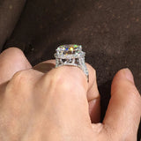 Big Round CZ Engagement Ring Silver Proposal Ring for Women