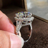 Big Round CZ Engagement Ring Silver Proposal Ring for Women