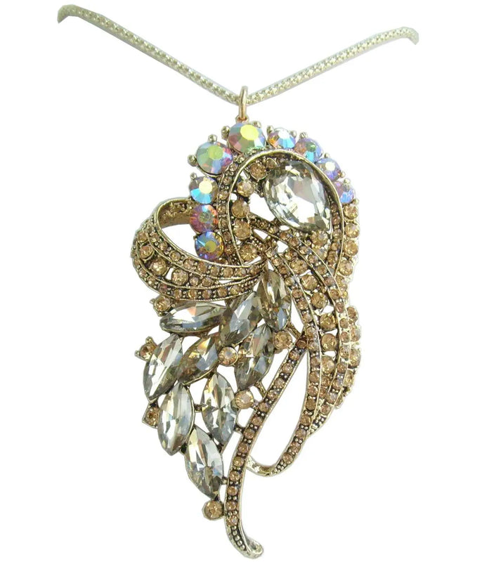 Yellow Rhinestone Bowknot Necklace Pendant NL04243C2