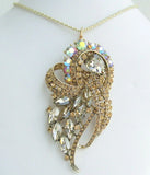 Yellow Rhinestone Bowknot Necklace Pendant NL04243C2