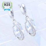 Champagne CZ 925 Silver Drop Earrings Wedding Jewelry