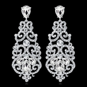Chandelier Wedding Long Earrings Clear Crystal Drop BA039