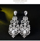 Chandelier Wedding Long Earrings Clear Crystal Drop BA039