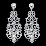 Chandelier Wedding Long Earrings Clear Crystal Drop BA039