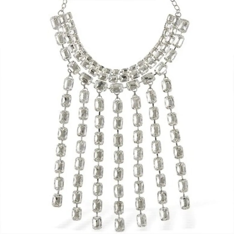 Crystal Tassel Pendant Choker Necklace