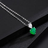 Emerald CZ Heart Pendant Necklace 925 Silver