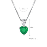 Emerald CZ Heart Pendant Necklace 925 Silver