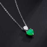 Emerald CZ Heart Pendant Necklace 925 Silver