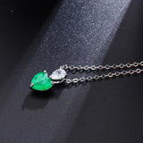 Emerald CZ Heart Pendant Necklace 925 Silver