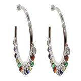 European Women Rainbow Eye CZ Charm Hoop Earring