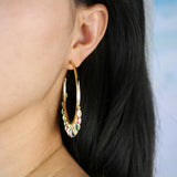 European Women Rainbow Eye CZ Charm Hoop Earring
