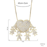 Family Member Pendant Necklace with Zircon Love Heart