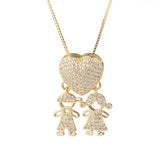 Family Member Pendant Necklace with Zircon Love Heart