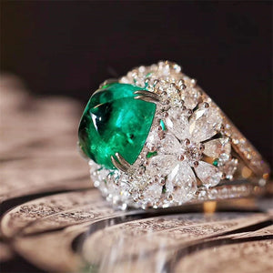 Green Rings for Women Wedding Engagement Unique Female Ring Jewelry