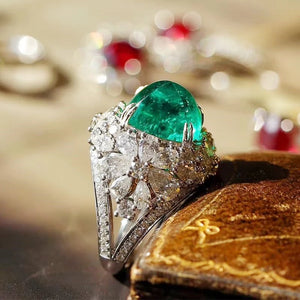 Green Rings for Women Wedding Engagement Unique Female Ring Jewelry