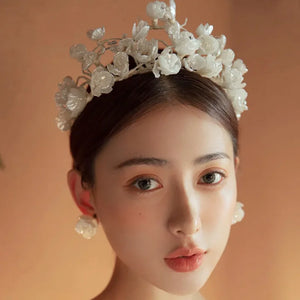 Royal Wedding Tiara Crowns with Earring Crystal Headbands