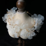 Yarn Floral Wedding Tiara with Earrings