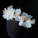 Yarn Floral Wedding Tiara with Earrings