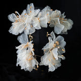 Yarn Floral Wedding Tiara with Earrings