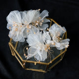 Yarn Floral Wedding Tiara with Earrings
