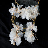 Yarn Floral Wedding Tiara with Earrings