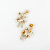 Metal Flower Bride Hair Comb Enamel Hair Accessories Pearl Wedding Jewelry