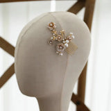 Metal Flower Bride Hair Comb Enamel Hair Accessories Pearl Wedding Jewelry