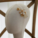 Metal Flower Bride Hair Comb Enamel Hair Accessories Pearl Wedding Jewelry