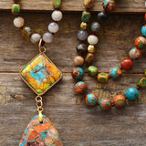 Natural Stones Charm Geometric Pendant Necklace