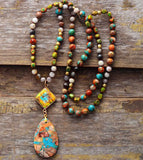 Natural Stones Charm Geometric Pendant Necklace