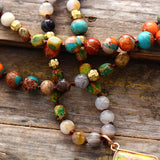 Natural Stones Charm Geometric Pendant Necklace