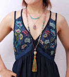 Natural Stones Chakra Triangle Tassel Necklace Women Rosary Jewelry