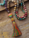 Natural Stones Chakra Triangle Tassel Necklace Women Rosary Jewelry