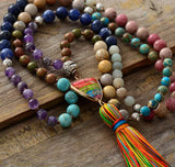 Natural Stones Chakra Triangle Tassel Necklace Women Rosary Jewelry