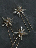 Opal Crystal Bridal Hairpin Rhinestones Flowers Wedding Hair Jewelry