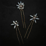 Opal Crystal Bridal Hairpin Rhinestones Flowers Wedding Hair Jewelry
